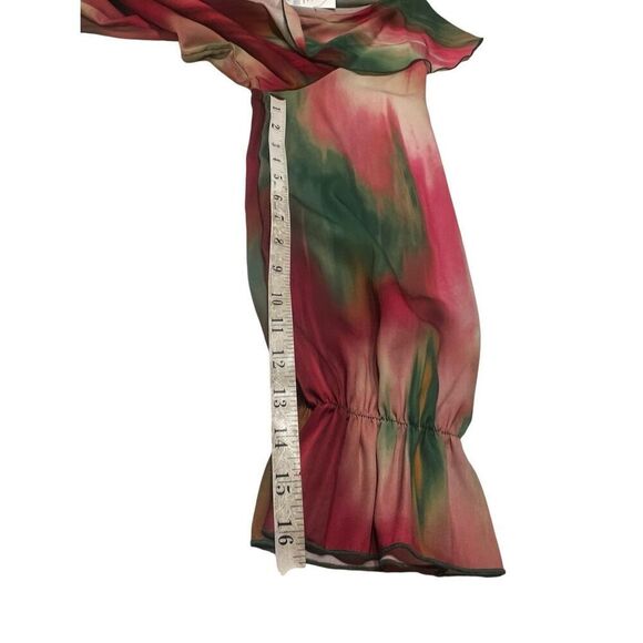 Sweet Pea Stacy Frati New York & Company Blouse Floral Low V Ruffle Neck Sz XXL - Picture 8 of 8